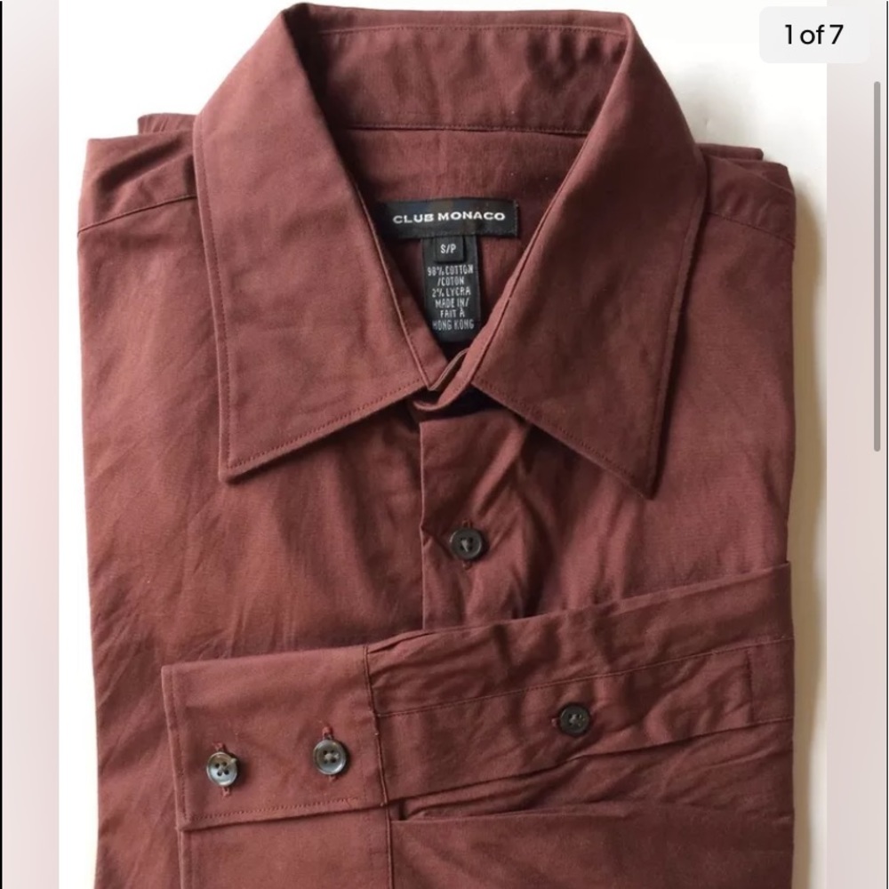 Club Monaco Of Ralph Lauren Group Men Dress Shirt Maroon Small Long Sleeve